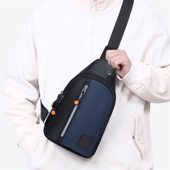 Small Sling Crossbody Chest Bag for Men and Women, Water-Resistant, Adjustable Shoulder Strap, Travel and Outdoor Sports Pouch with Earphone Hole