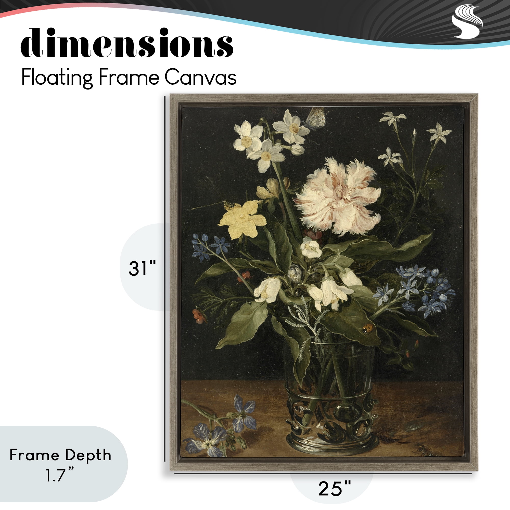 Stupell Industries Chrysanthemum & Flowers in Vase Brown Framed Floater Canvas Wall Art, design by Vintage Hustle