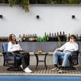 thumbnail image 3 of Amopatio 3 Pcs Steel Outdoor Bistro Sets with Thickened Cushions and Table, Blue, 3 of 8