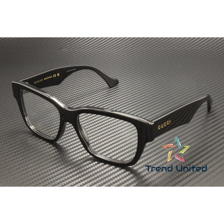 GUCCI GG1428O 004 Rectangular Squared Acetate Black 55 mm Men's Eyeglasses