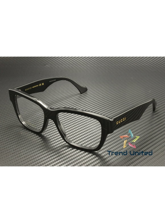 GUCCI GG1428O 004 Rectangular Squared Acetate Black 55 mm Men's Eyeglasses