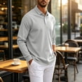 thumbnail image 5 of FGVCTG Men's Golf Polo Shirts Casual Long Sleeve Lightweight Pullover Top Soft Breathable Golf T-Shirt for Daily Wear Light Gray M, 5 of 6