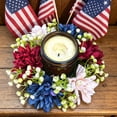 thumbnail image 4 of hulanddfd 4th of July Candle Rings Patriotic Flower Wreath Red White and Blue Candle Holder Patriotic Table Centerpiece Decor for 250th Anniversary Memorial Day, 4 of 5