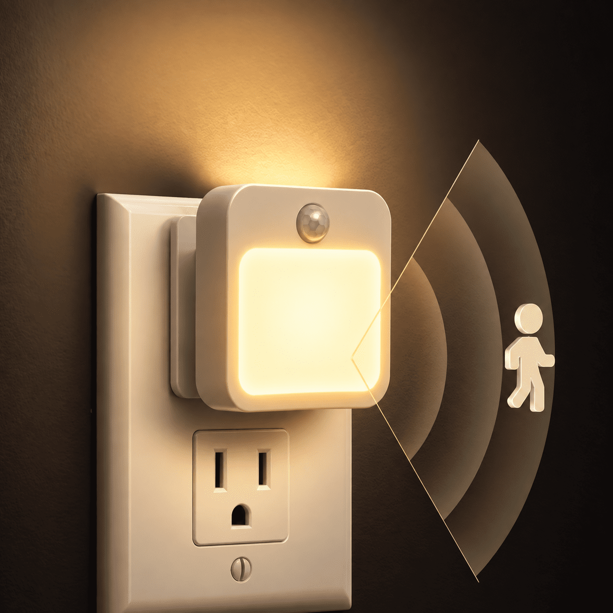 LED Night Lights Plug in Wall 2 Pack with Dusk to Dawn Smart Motion Sensor - Warm White, Diammable Brightness 30/60LM Night Light for Baby Nursery, Bedroom, Bathroom, Hallway, Stairs - Kids & Adults