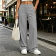 thumbnail image 1 of Neewe Womens Plain Wide Leg Cargo Pants Elastic Waist Loose Hiking Joggers with Pockets Daily Outfits, 1 of 7