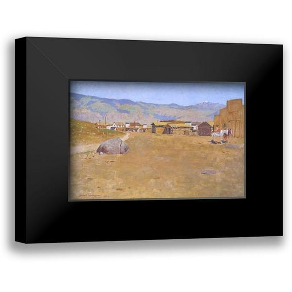 Remington, Frederic 14x11 Black Modern Framed Museum Art Print Titled - A Mining Town Wyoming