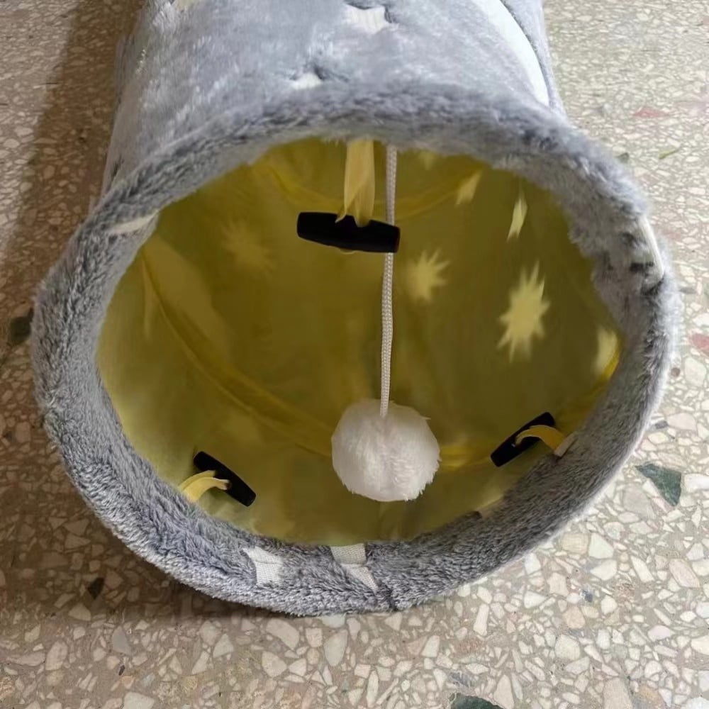 Leyfeng Tunnel, Collapsible Cat Tunnel Fun Interactive Toy for Cats and Rabbits Large Oxford Cloth Tunnel with Peek Holes and Fluffy Ball Glow-In-The-Dark 25*120cm Rabbit Tunnels for Indoor Bunnies