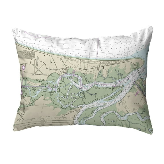 Betsy Drake NC11489 Amelia Island, FL Nautical Map Noncorded Indoor & Outdoor Pillow - 16 x 20 in.