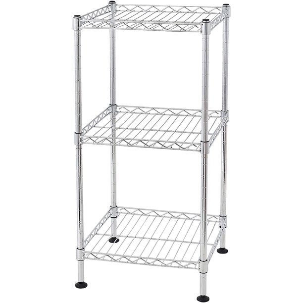 QXDRAGON 3Tier Steel Wire Shelving Tower,Wire Shelving Metal Storage Rack Adjustable Shelves