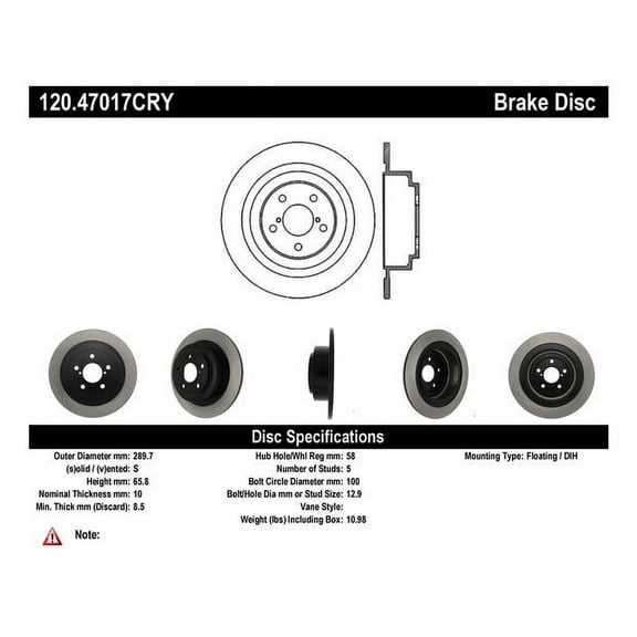 Centric 120.47017 Premium Brake Rotor Fits select: 2000-2004 SUBARU LEGACY, 2003-2006 SUBARU BAJA
