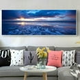 thumbnail image 2 of Ocean Canvas Wall Art Teal Coastal Beach Painting Blue Sky Natural Turquoise Landscape Panoramic Picture Gold Foil Textured Artwork without Fram for Living Room Bedroom Kitchen Bathroom Decor,60x20in, 2 of 7