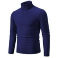 thumbnail image 1 of CAUYDY Chandail à Col Roulé pour Hommes Manches Longues Tricot Torsadé Ajusté Col Montant (Marine, P), 1 of 9