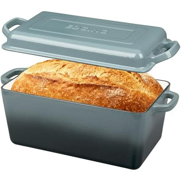 Enameled Cast Iron Dutch Oven, Oblong Bread Oven for Sourdough Bread Baking, Baking Pan, Dual Handles, Oven Safe, 4 Quart, Slateblue$$Home Decor, Kitchen, & Other