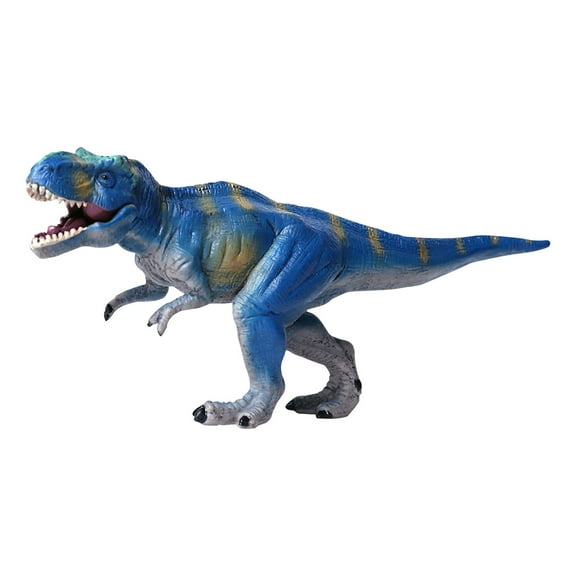 Blue Realistic Dinosaur Model With Movable Jaw Hand Painted T-Rex Figurine Collectible Toy For Kids Prehistoric Themed Play Size 7.5X3 Inches Weight 0.22 Lbs