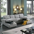 thumbnail image 4 of Allan Upholstered Sleeper Sectional Sofa Light Gray, 4 of 5