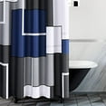 thumbnail image 2 of Blue Shower Curtain Set with Hooks Blue and White Shower Curtains for Bathroom Fabric Grey Shower Curtain Abstract Geometric Bath Curtains Decorative Gray Shower Curtain Water Repellent 72x72, 2 of 6