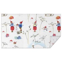 White Christmas Gnome Pattern Rectangle Tablecloth 60"x102",Waterproof Polyester Rectangle Table Cloth, Wipeable Spillproof Polyester Tablecloth for Dining, Camping, Indoor and Outdoor