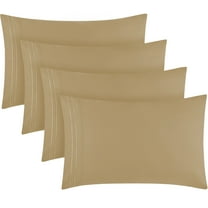 Mellanni Pillowcases 4 Pack, Envelope Closure Soft Microfiber, Standard / Queen 20"x30", Beige