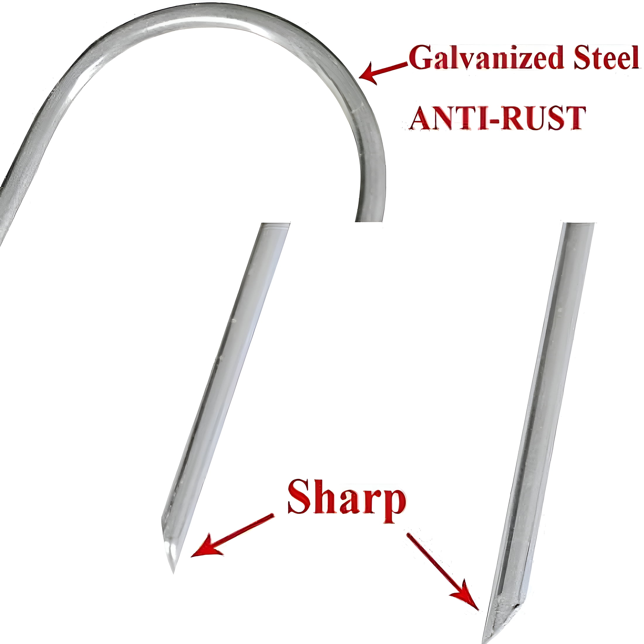 ZHZFKQ Trampolines Wind Stakes Heavy Duty U Type Sharp Ends Safety Ground Anchor Galvanized Steel for Soccer Goals, Camping Tents and Huge Garden Decoration - 8pcs