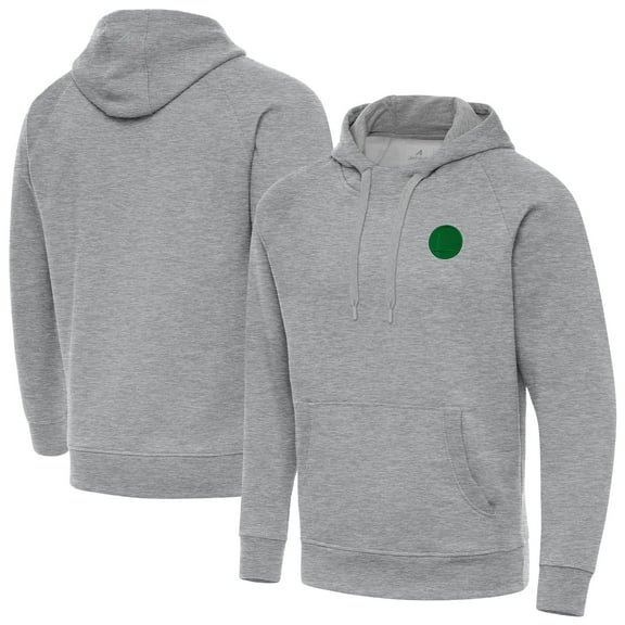 Men's Antigua Heather Gray Golden State Warriors St. Patrick's Day Victory Raglan Pullover Hoodie