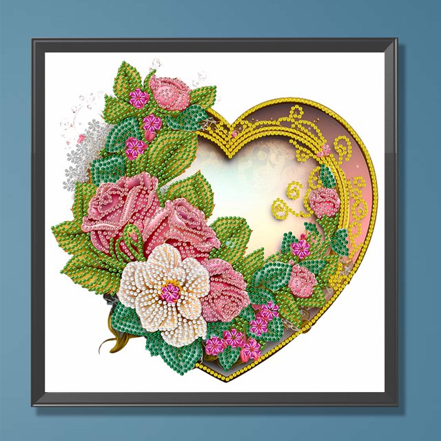 Cuadros Decorativos Pintura de diamante 5D DIY Kit de taladro en forma especial parcial Corazón Decoración del hogar Wdftyju embutido en tela