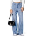 thumbnail image 5 of Women's High Waist Jeans, Baggy Wide Leg Denim Pants, Stretchy Comfortable Jeans for Women, Casual Loose Fit Trousers, Daily Wear and Outfit Essentials-Light Blue, 5 of 6