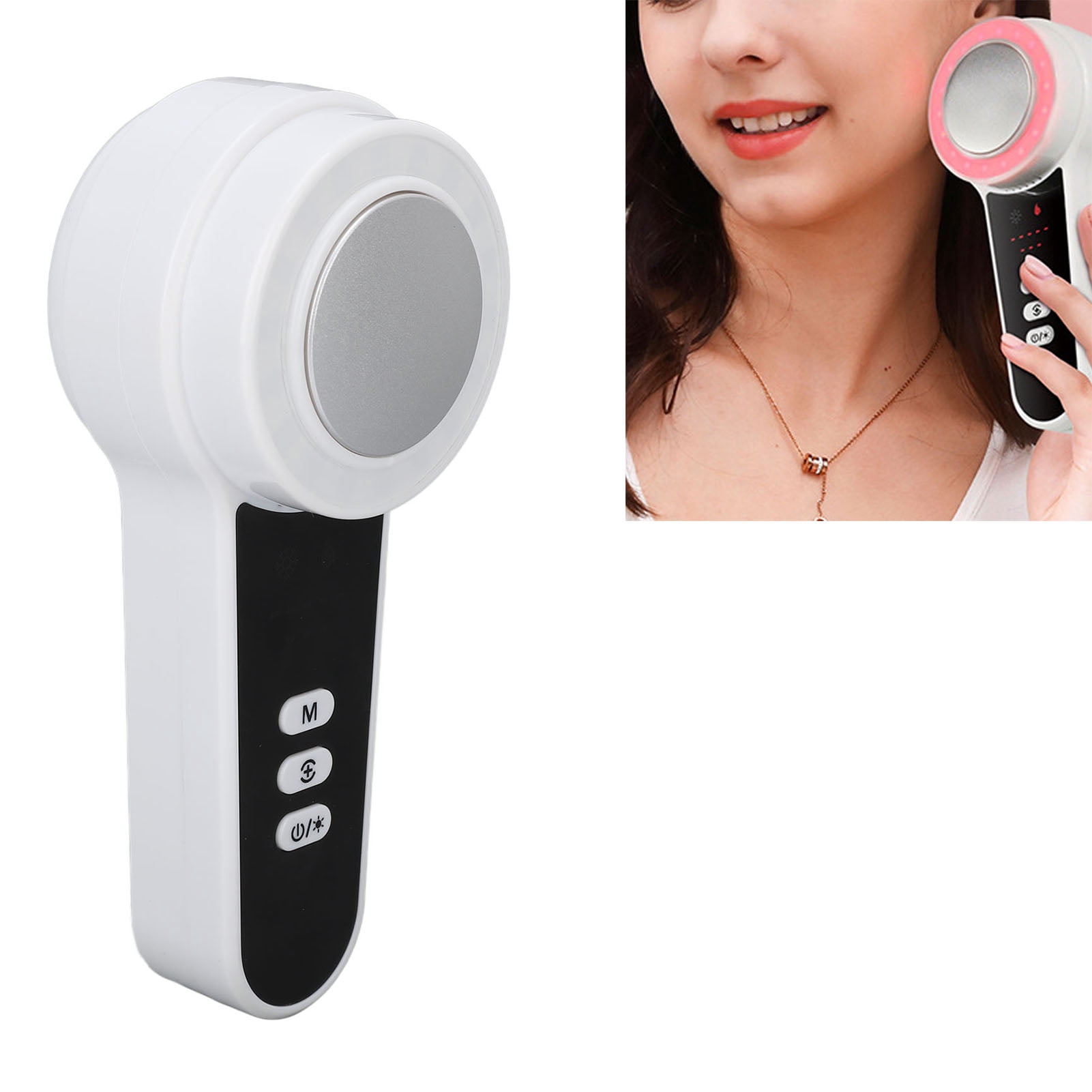 M Buder Hot Cold Facial Massager LED Light Heating Cooling Vibration Adjustable Beauty Massager Device Portable Rejuvenating Skincare Tool For Face And Neck Anti-Aging Routine