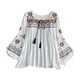 thumbnail image 2 of Blusas mexicanas bordadas para mujer, estilo bohemio, para vacaciones de verano, trabajo al aire libre y playa. Blanco, 2 of 9