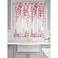 thumbnail image 4 of Bedroom Curtains 63 Inches length, Pink Eucalyptus Leaves Window Treatment Curtain Drapes, Summer Botanical Watercolor Rod Pocket Curtain Panels for Living Room Kitchen, 42"x63", 2 Panels, 4 of 7