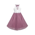 thumbnail image 2 of Girls Dress Brick Red Halter Princess Lace Pleated Wedding Pageant 10 Years, 2 of 7