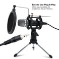thumbnail image 3 of Mini Condenser Microphone PC Microphone 3.5mm Plug and Play Home Studio Podcast Vocal Recording Microphones with Mini MIC Stand Dual-layer Acousticfilter for Phone Laptop PC Tablet, 3 of 8