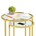 thumbnail image 6 of Alden Design Round Iron Nesting Tables for Living Room, Gold/Clear, Set of 2, 6 of 9