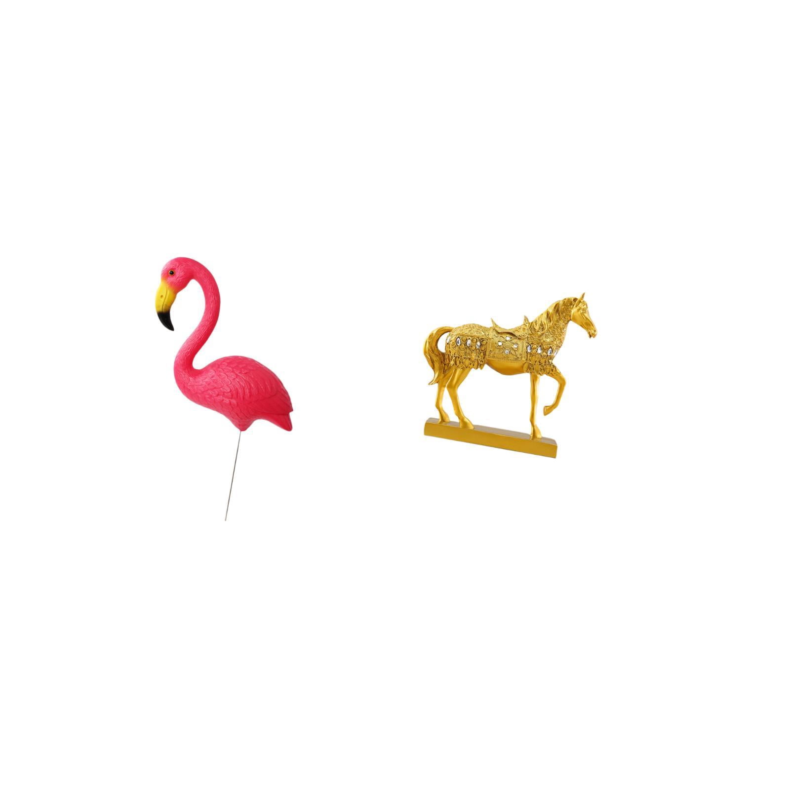 CarpNettore Flamingo Bird Statue Figurine Yard Art Ornament Fairy Garden Accessories Garden Stake Sculpture for Holiday Spring Horse Animal Sculpture Resin Figurines Engraved Home Office Decor