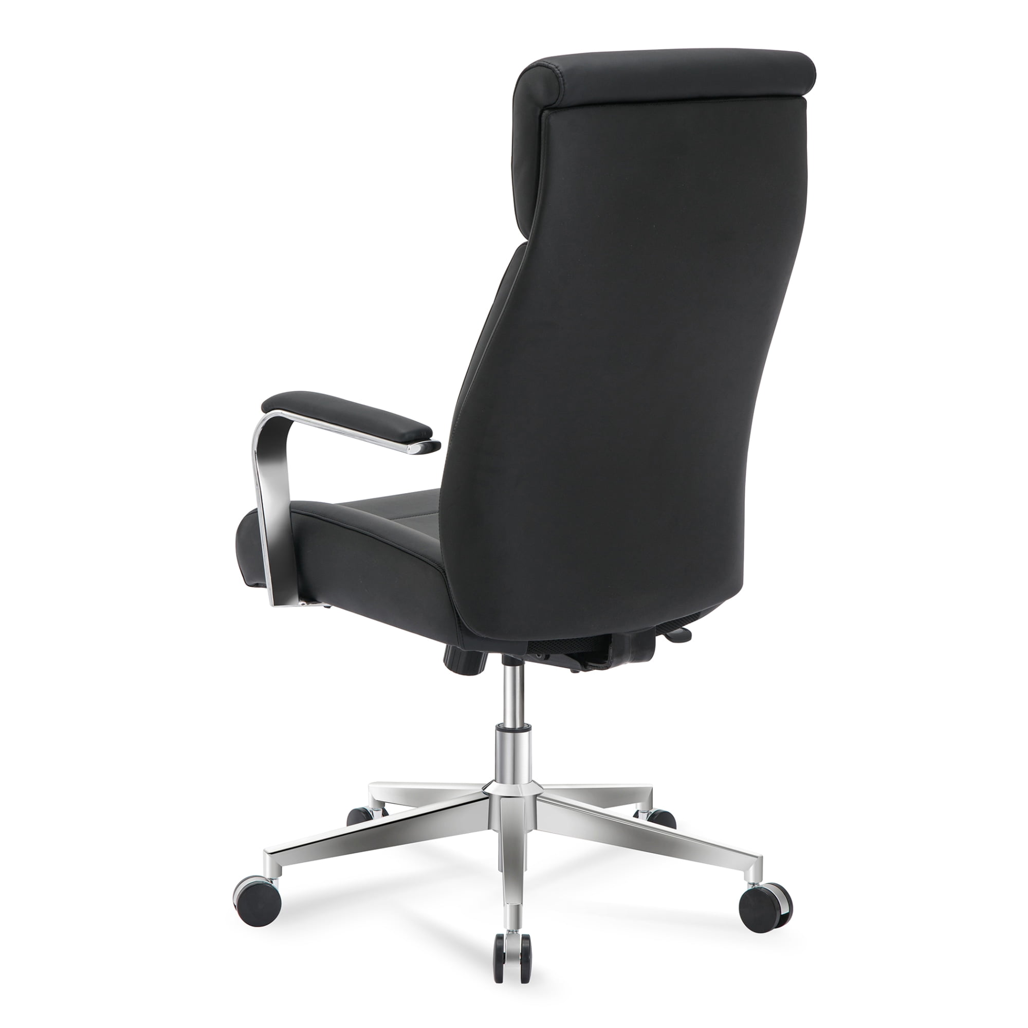 Realspace® Modern Comfort Modee Vegan Leather High-Back Executive Office Chair, Black/Chrome, BIFMA Compliant