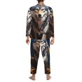 thumbnail image 7 of Salouo Oil Painting Tribal Wolf Print Button-Front Long Sleeve Pajama Set for Men, Soft 2Pjs Men's Long Sleeve Sleepwear -XX-Large, 7 of 7