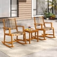 thumbnail image 1 of Costway 3 Piece Patio Rocking Set with Rattan Seat & Back Square Side Table for Porch, 1 of 10
