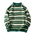 thumbnail image 1 of Rbaofujie Chandails à Col Rond pour Hommes Hiver Épais Décontracté Mode à Rayures Manches Longues Col Rond Chandail Vert Chandails de Gym pour Hommes, 1 of 5