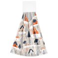 thumbnail image 7 of Yayeee Kitchen Hanging Hand Towels Set of 2 with Loop Bathroom Absorbent Tie Towel, Cartoon Gray Houses, 7 of 7