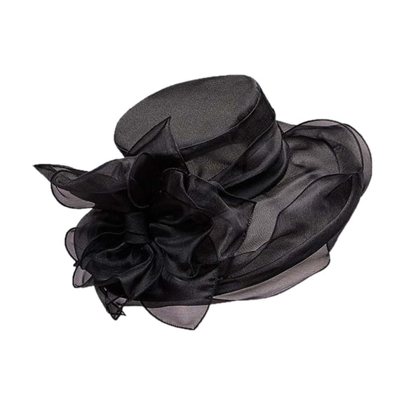 Women Sun Hat Wide Brim Organza Bow Breathable Summer Travel Beach Cap UV Protection