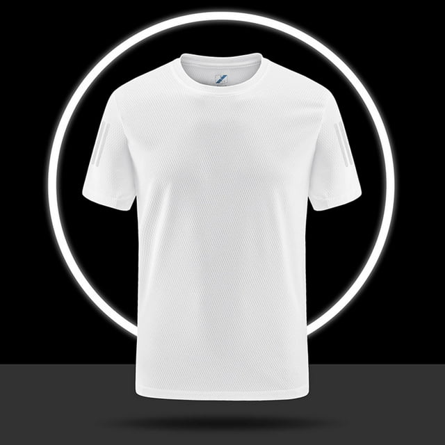 Tops para hombre, blusas y camisas de manga corta con cuello redondo para hombre, blusas de poliéster transpirables de manga corta para deportes al aire libre y para correr en color liso para hombre.