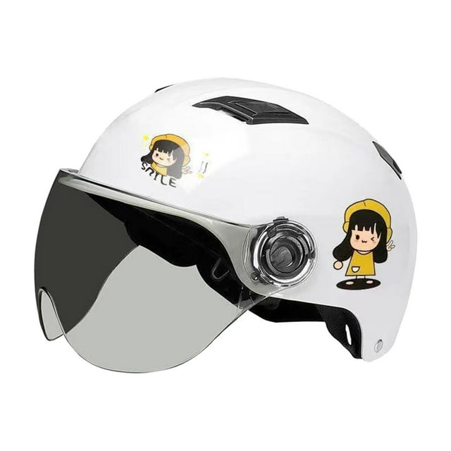 Casco infantil, medio casco, ligero, con protección solar, ajustable, para patinaje sobre ruedas y deportes al aire libre. Blanco