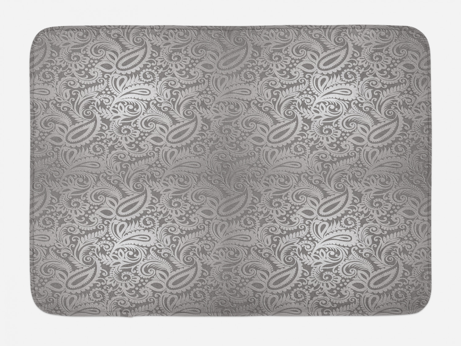 Damask Bath Mat, Traditional Paisley Pattern Old Fashioned Royal Floral