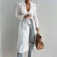 thumbnail image 5 of Mesh Coat Button Down Women Puff Long Sleeve Casual Mesh Sheer Long for Jacket C, 5 of 19