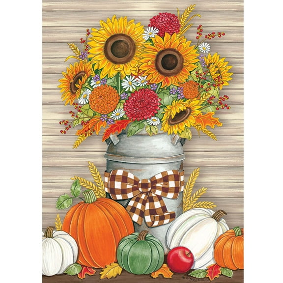 Home & Garden Sunflower Milk Can Flag Polyester Double Sided 4396Fm