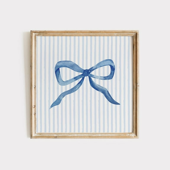Modroom Blue Bow Wall Art, Coquette Room Decor, Preppy Trendy Apartment Decor, Coastal Granddaughter, Cute Nursery Decor Wall Art, Modern Wall Decor, 8x12 UNFRAMED