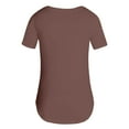 thumbnail image 5 of XMHJSMD Shirts for Women Summer Women's V Neck Short Sleeved Loose T Shirt With Arc Hem Large Size Solid Color Top(Brown,Xxxl), 5 of 6