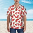 thumbnail image 4 of Fotbe Hand Drawn Watermelon Hawaiian Shirt for Men Unisex Summer Beach Casual Short Sleeve Cotton Linen Button Down Shirts-3X-Large, 4 of 9