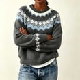 thumbnail image 4 of Sweater for Women Fair Isle Sweater Crew Neck Long Sleeve Loose Fit Casual Pullover Top, 4 of 5