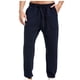 thumbnail image 2 of Pantalones largos para hombre, lisos, informales, con cintura elástica y bolsillos, deportivos, 2 of 7