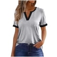 thumbnail image 5 of Puntoco Womens Summer Tops Short Sleeve V Neck Tee Shirts Dressy Casual Clothing Business Work Blouse, 5 of 6